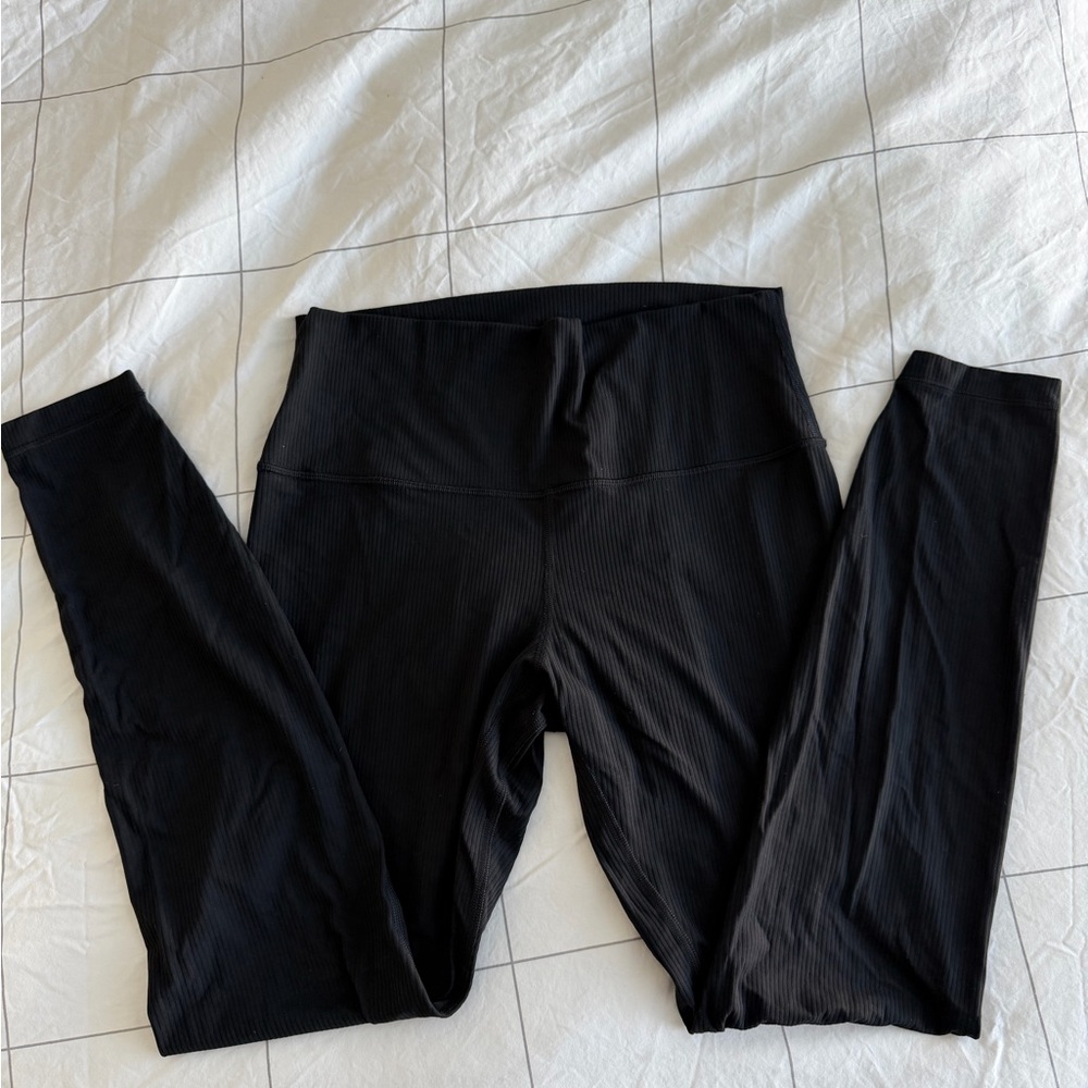 Lululemon Athletica Ribbed Black Leggings Size 10
